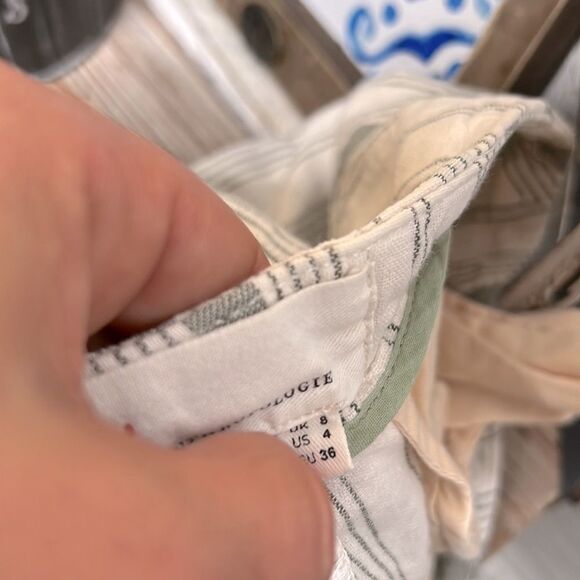 Anthropologie Striped Linen High Waisted Shorts Size 8 - Picture 6 of 7